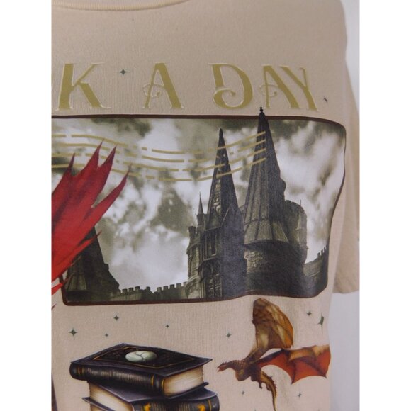 A Book A Day Tee Beige Fantasy Graphic T-Shirt Bella + Canvas L - Picture 5 of 12